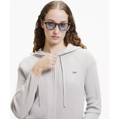 ＜LACOSTE＞ランダムピッチリブ　ニットジップフーディー