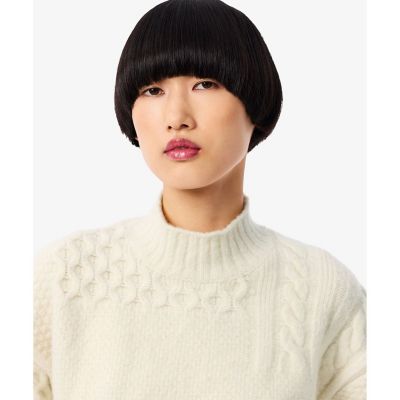 パッチワークニットラグ パッチワークエフェクト ウールニットハイネックセーター