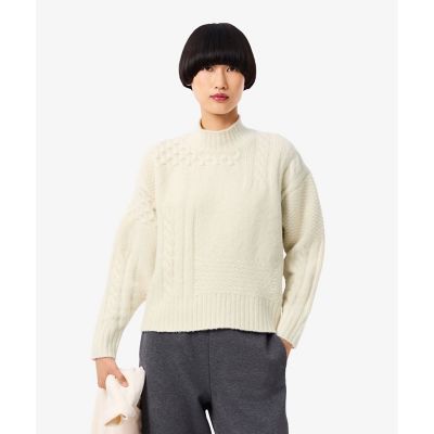 パッチワークエフェクト ウールニットハイネックセーター | LACOSTE