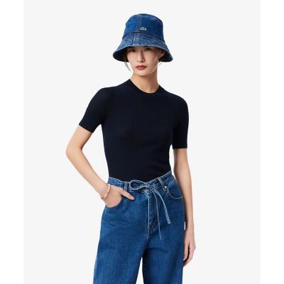 ＜LACOSTE＞３Ｄニッティングショートスリーブメリノウールセーター