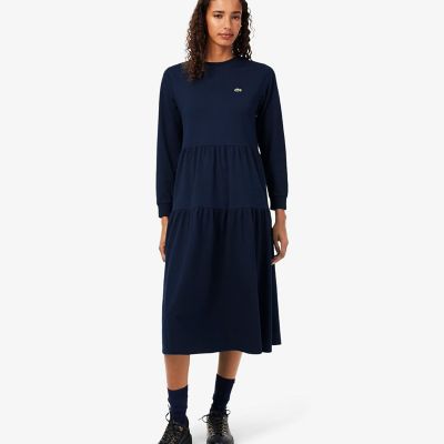 ティアード鹿の子ロングドレス ／ ティアードワンピース | LACOSTE