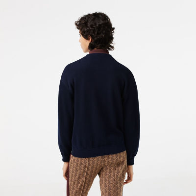 LACOSTE オーバーサイズ ブラック スウェット34 オーガニックコットンニットカーディガン | LACOSTE/ラコステ