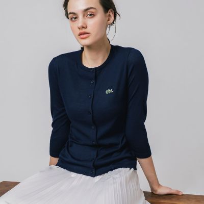 ＜三越伊勢丹/公式＞ LACOSTE/ラコステ UVカット 吸水速乾 ウォッシャブル COOLMAX クールマックス ニットカーディガン ネイビー トップス【三越伊勢丹/公式】