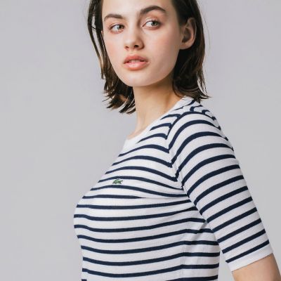 ＵＶカット　吸水速乾　ウォッシャブル　ＣＯＯＬＭＡＸ　クールマックス　ボーダーニット半袖Ｔシャツ