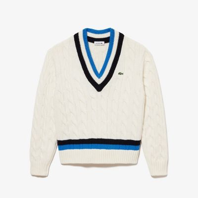 ＜三越伊勢丹/公式＞【SALE】LACOSTE/ラコステ レスポンシブウールブレンドチルデンニットセーター オフホワイト トップス【三越伊勢丹/公式】