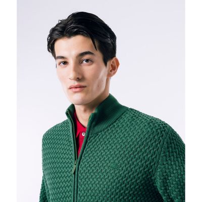 バスケットニット ダブルジップ ドライバーズニット | LACOSTE 