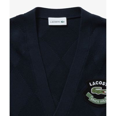 トーナルアーガイル柄 Vネックコットンニットカーディガン | LACOSTE