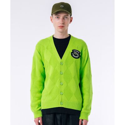 トーナルアーガイル柄 Vネックコットンニットカーディガン | LACOSTE