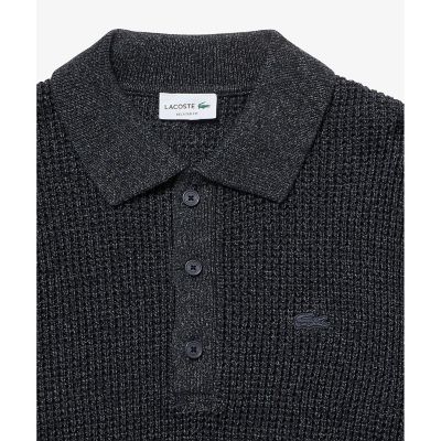COS ニットポロ L black PANELLED WOOL V-NECK JUMPER パネルウールVネックセーター｜COS