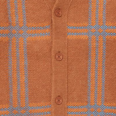 ビッグタータンチェックジャカードVネックカーディガン