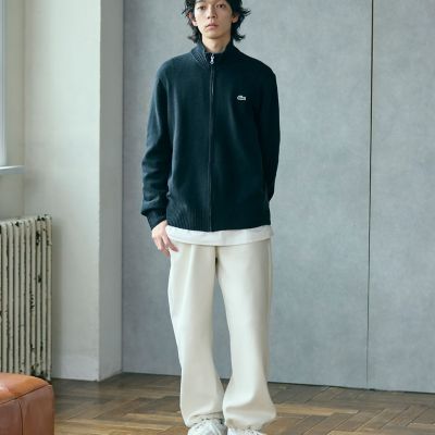 ハイネックフルジップ ウールニットセーター ／ ドライバーズニット 