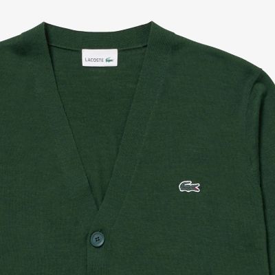 ウォッシャブルウールVネックニットカーディガン | LACOSTE