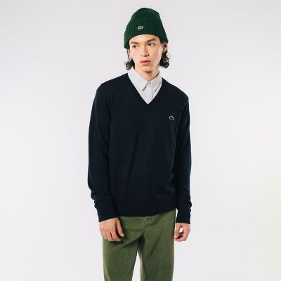 新発売】 LACOSTE ラコステ Ｌ 縄編み モスグリーン セーター 綿ニット 