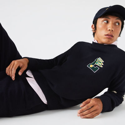 ＜LACOSTE＞カレッジデザインクルーネックニットセーター