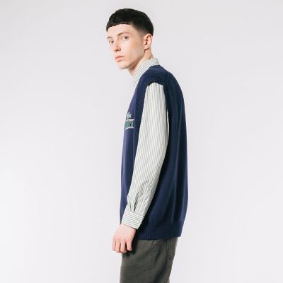 LACOSTEラコステBASI Ｖネックベストネイビー　L 海外製ユニセックス 楽天市場】ウォッシャブルメリノウールVネックニットベスト