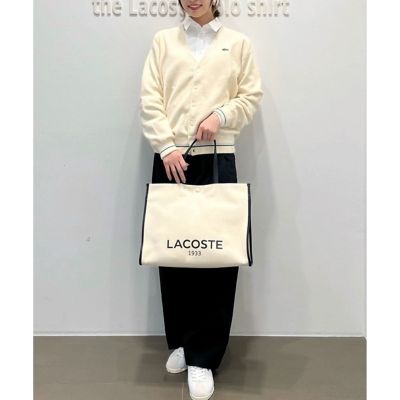 ＜LACOSTE＞リブニットステッチコットンニットカーディガン