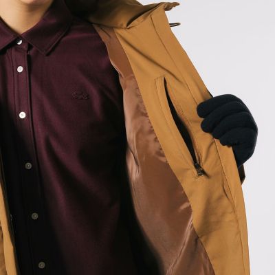 LACOSTE ラコステ ボリューミーダウンコート L ブラウン ラコステ LACOSTE ボリューミーロングダウンコート （ブラウン