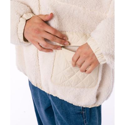 リブニットスタンドカラーソフトボアジャケット ／ スタンドジップボア