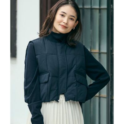 クロップド丈 撥水 THERMORE中綿 ジップアップベスト