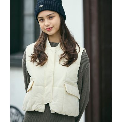＜LACOSTE＞クロップド丈　撥水　ＴＨＥＲＭＯＲＥ中綿　ジップアップベスト