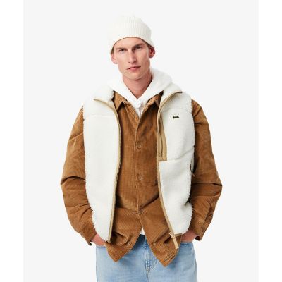 ＜LACOSTE＞スタンドカラー　パイピング　シェルパフリースベスト