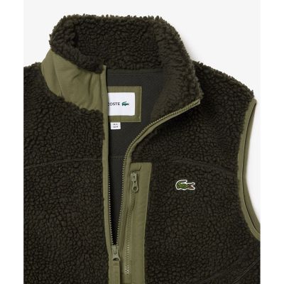 美品！！ラコステ　シェルパフリースベスト スタンドカラー パイピング シェルパフリースベスト | LACOSTE