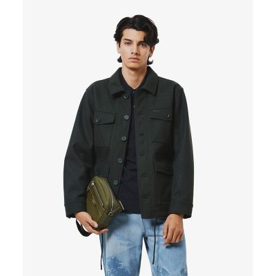 LACOSTE/ラコステ 防水 防風 ウールブレンド3レイヤージャケット チャコールグレー 【三越伊勢丹/公式】