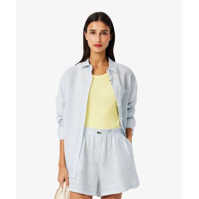 ＜LACOSTE＞リネンストライプオーバーサイズシャツ