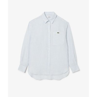 ラコステ　リネンストライプオーバーサイズシャツ LACOSTE / リネン ストライプ オーバー サイズ シャツ（シャツ