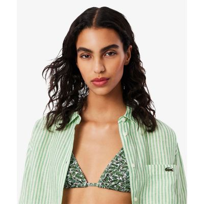 ラコステ　リネンストライプオーバーサイズシャツ LACOSTE｜リネンストライプオーバーサイズシャツ | Rakuten