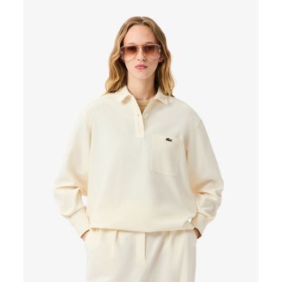 【新品】ギャルリーヴィークレープコットン ポロカラープルオーバーダークグリーン クレープコットン ポロカラープルオーバー | GALERIE VIE (Women