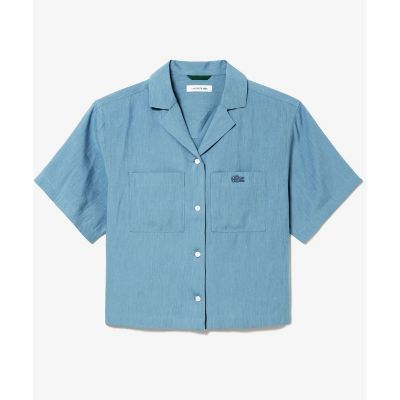 LACOSTE/ラコステ リネン×レーヨンオープンカラーシャツ