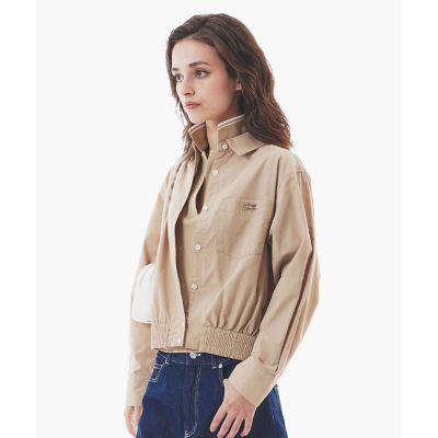 クロップド丈　ウエストシャーリングシャツ　ショートブルゾン