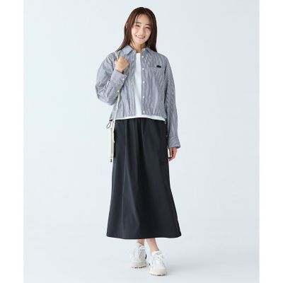ショート＆ワイドクロップド バルーンスリーブ ストライプシャツ
