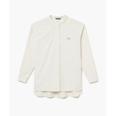 マルチストライプバンドカラーシャツ　／　ストライプシャツ