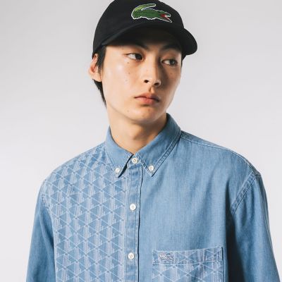 アシンメトリーモノグラムデニムシャツ