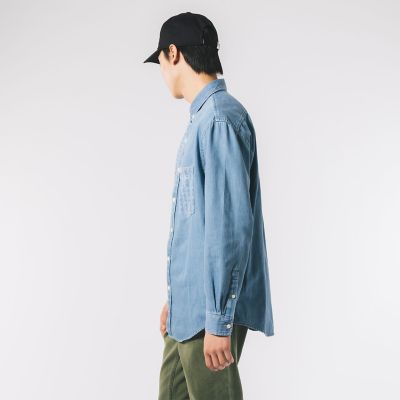 アシンメトリーモノグラムデニムシャツ