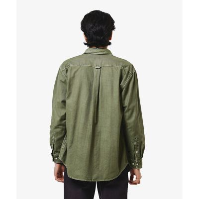 【カーキ】ウォッシュドヘリンボーンネルシャツ ラコステ LACOSTE ウォッシュドヘリンボーンネルシャツ （カーキ
