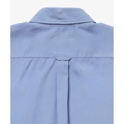 オーガニックコットン　ナチュラルダイ　ポプリン　半袖ボタンダウンシャツ