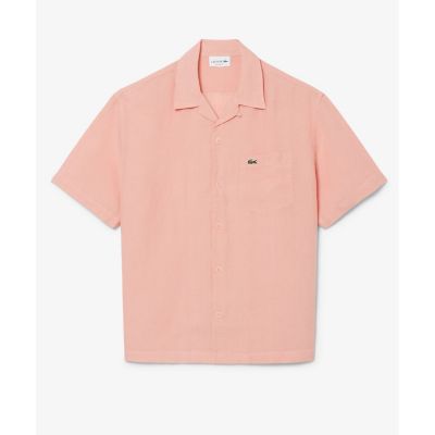 LACOSTE/ラコステ リネンオープンカラーシャツ ピンク トップス【三越伊勢丹/公式】