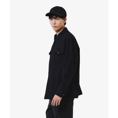 ウールブレンドメルトン スタンドカラーシャツブルゾン | LACOSTE