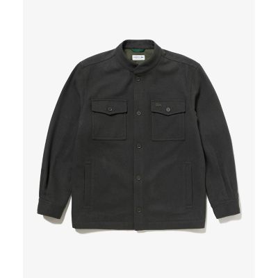 【チャコールグレー】ウールブレンドメルトン スタンドカラーシャツブルゾン LACOSTE｜ウールブレンドメルトン スタンドカラーシャツブルゾン