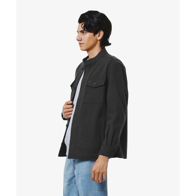 ウールブレンドメルトン スタンドカラーシャツブルゾン | LACOSTE