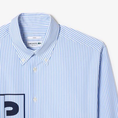 Lacoste ★ロゴストライプスライダー オーバーサイズボックスプリントストライプシャツ | LACOSTE