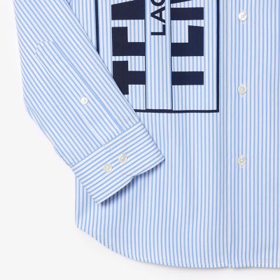 Lacoste ★ロゴストライプスライダー オーバーサイズボックスプリントストライプシャツ | LACOSTE