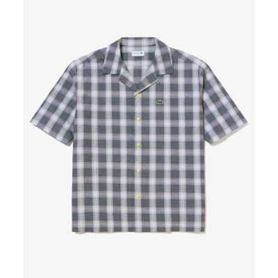 ＜LACOSTE＞リネンブレンドオープンカラーオンブレチェックシャツ