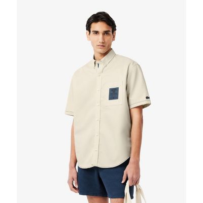 LACOSTE/ラコステ シルクブレンドネームパッチボタンダウンシャツ