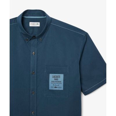シルクブレンドネームパッチボタンダウンシャツ | LACOSTE