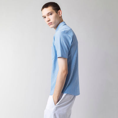 クールマックスブレンドジャガード半袖チェックシャツ | ファッション