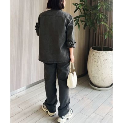 【ベージュ】オーガニックコットン ヘビーオンス  ガーメントダイ ヴィンテージデニムシャツ LACOSTE｜オーガニックコットン ヘビーオンス ガーメントダイ